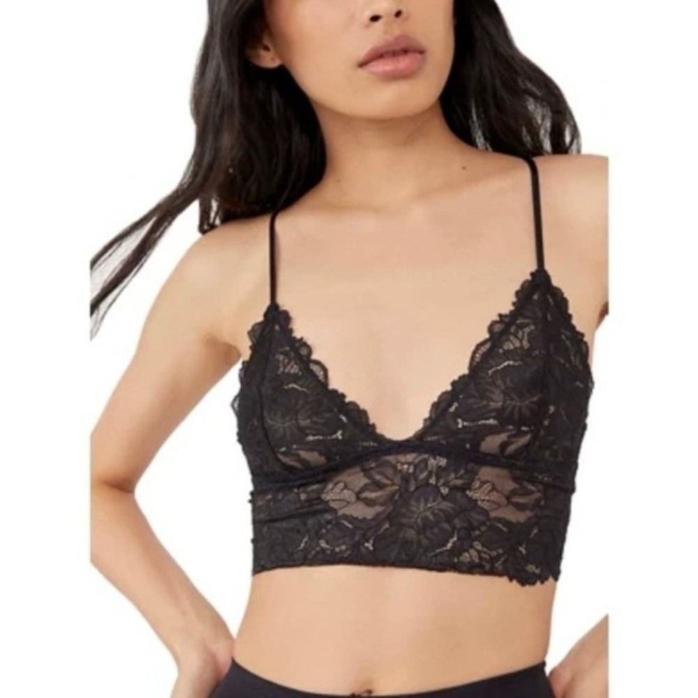 2 Intimately Free People Everyday Lace Longline Bra Set NWT‎ Black XS